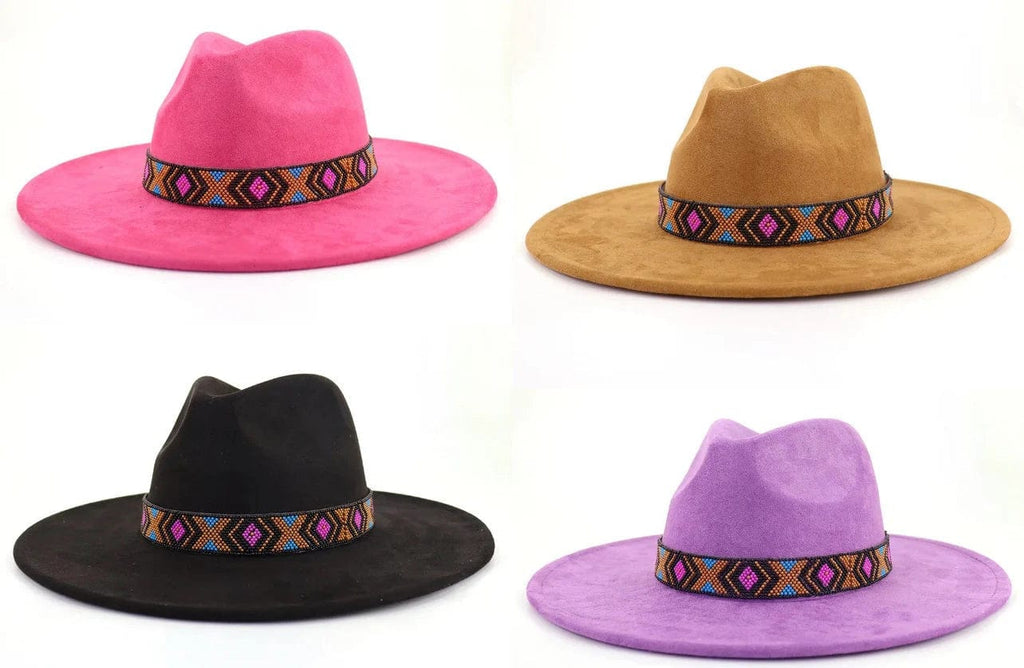 Premium Tribal Suede Fedora Hat-2