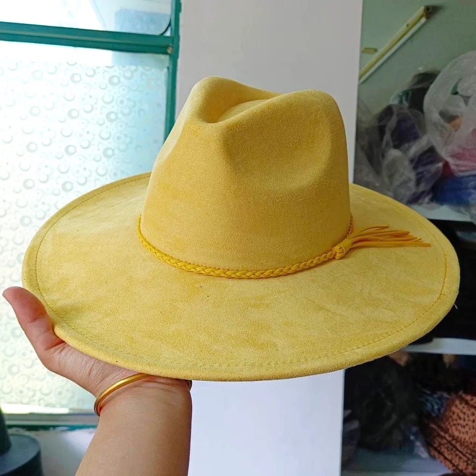 Premium Vegan Tribal Suede Fedora Hat-9
