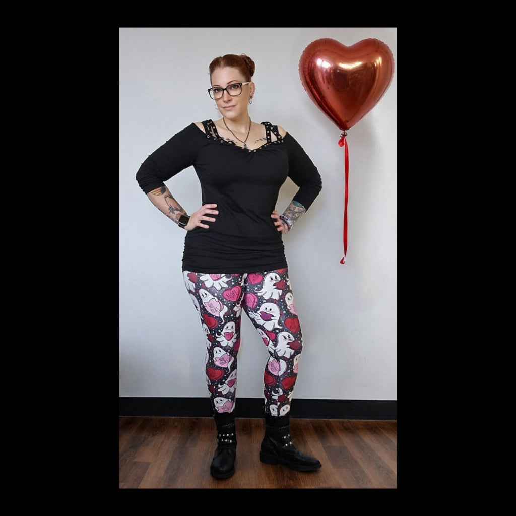 Anti-Love Ghosties (Semi-Exclusive) - Ghost Hearts Valentine's Day Love High-quality Handcrafted Vibrant Leggings
