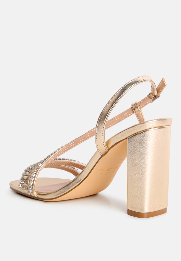 Raisins Pie Diamante Embellished Block Heel Sandals-2