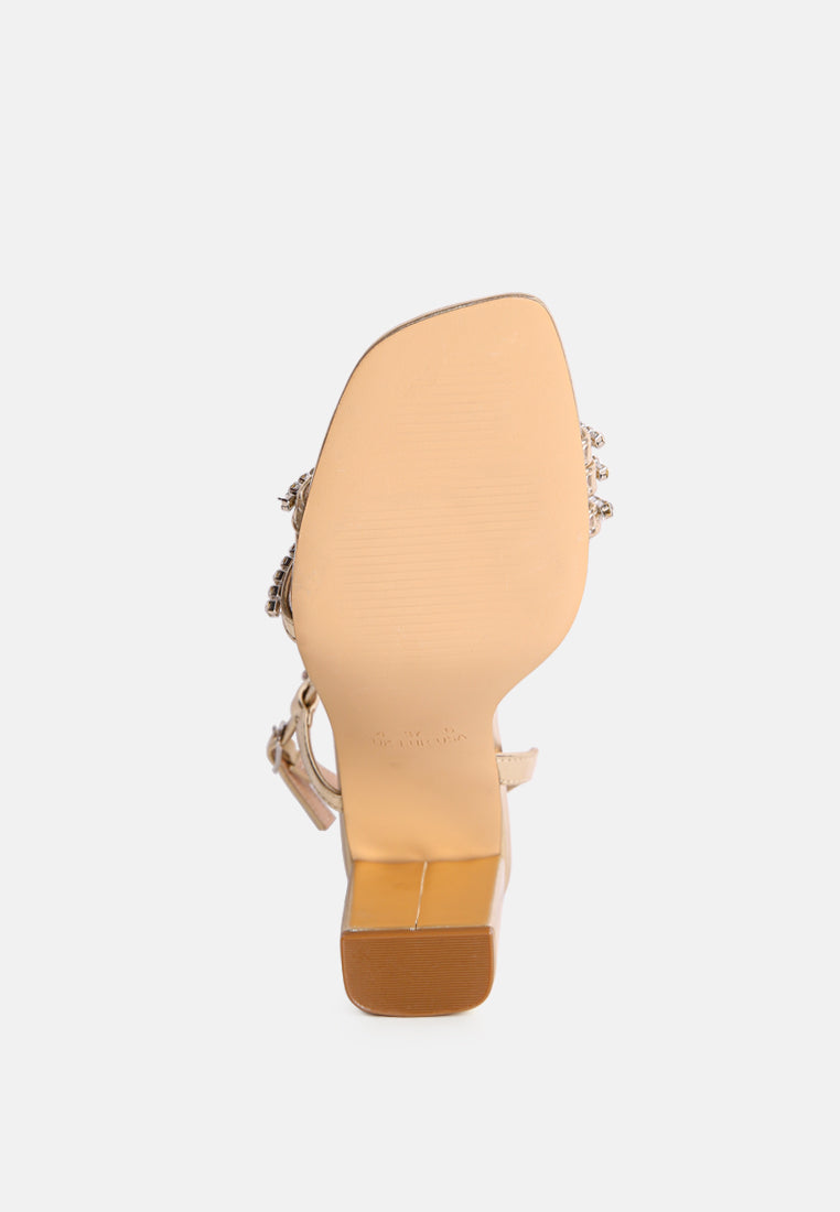 Raisins Pie Diamante Embellished Block Heel Sandals-4