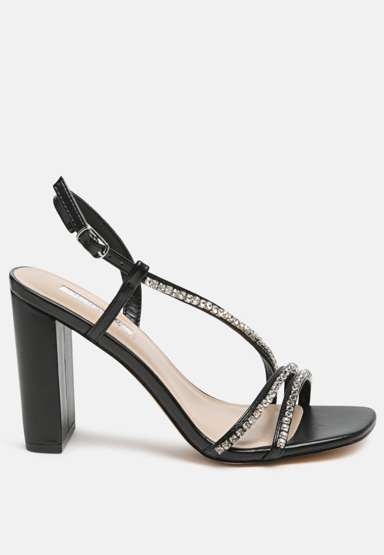 Raisins Pie Diamante Embellished Block Heel Sandals-6
