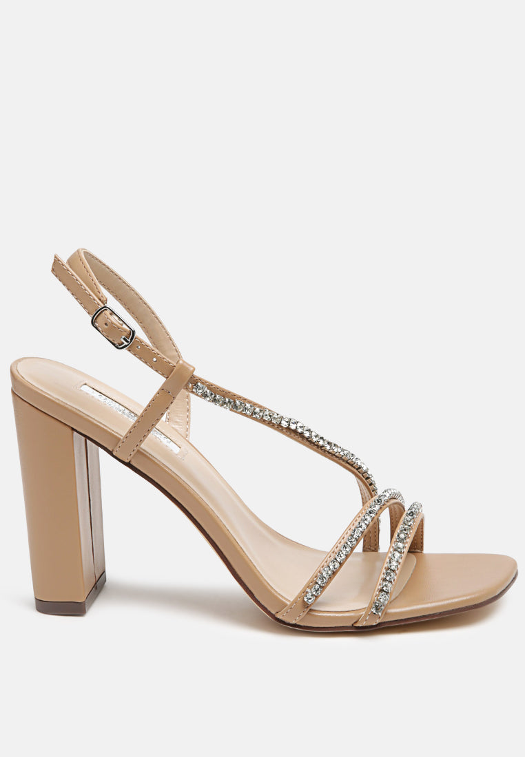 Raisins Pie Diamante Embellished Block Heel Sandals-5