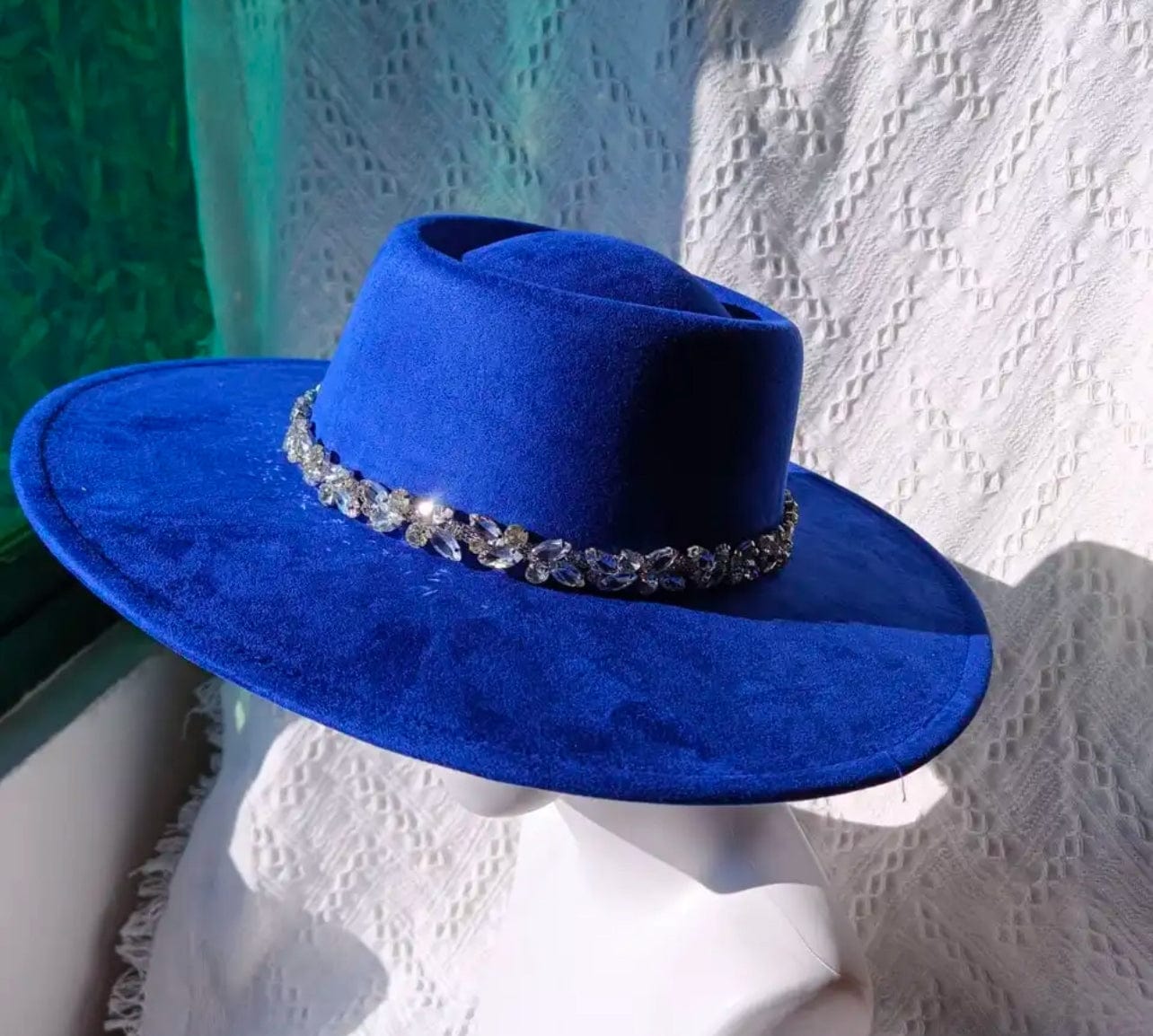 Raw flower diamond round brim Fedora Hat-0