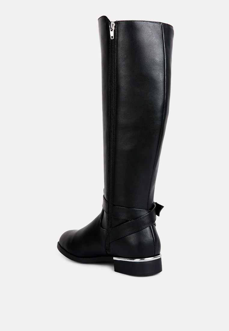 Renny Buckle Strap Embellished Calf Boots-3