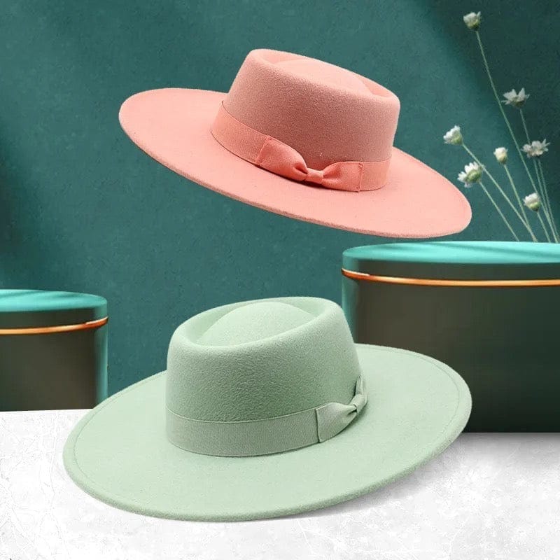 Ribbon Round Brim Stiff Fedora-0