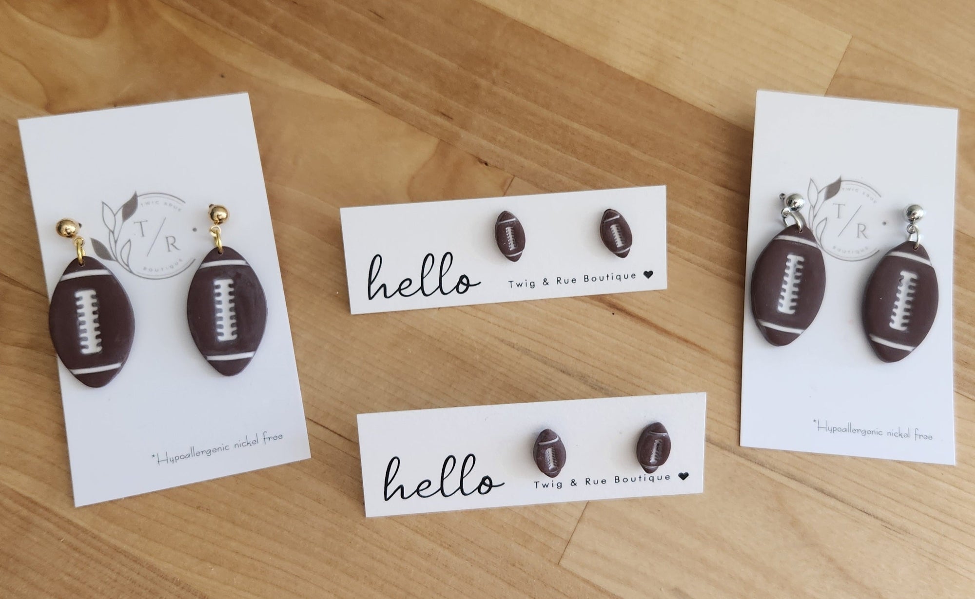 Football dangle earrings
