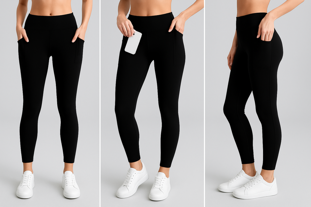 NEW Black Solid with Reinforced Pockets - High-quality Handcrafted Vibrant Leggings
