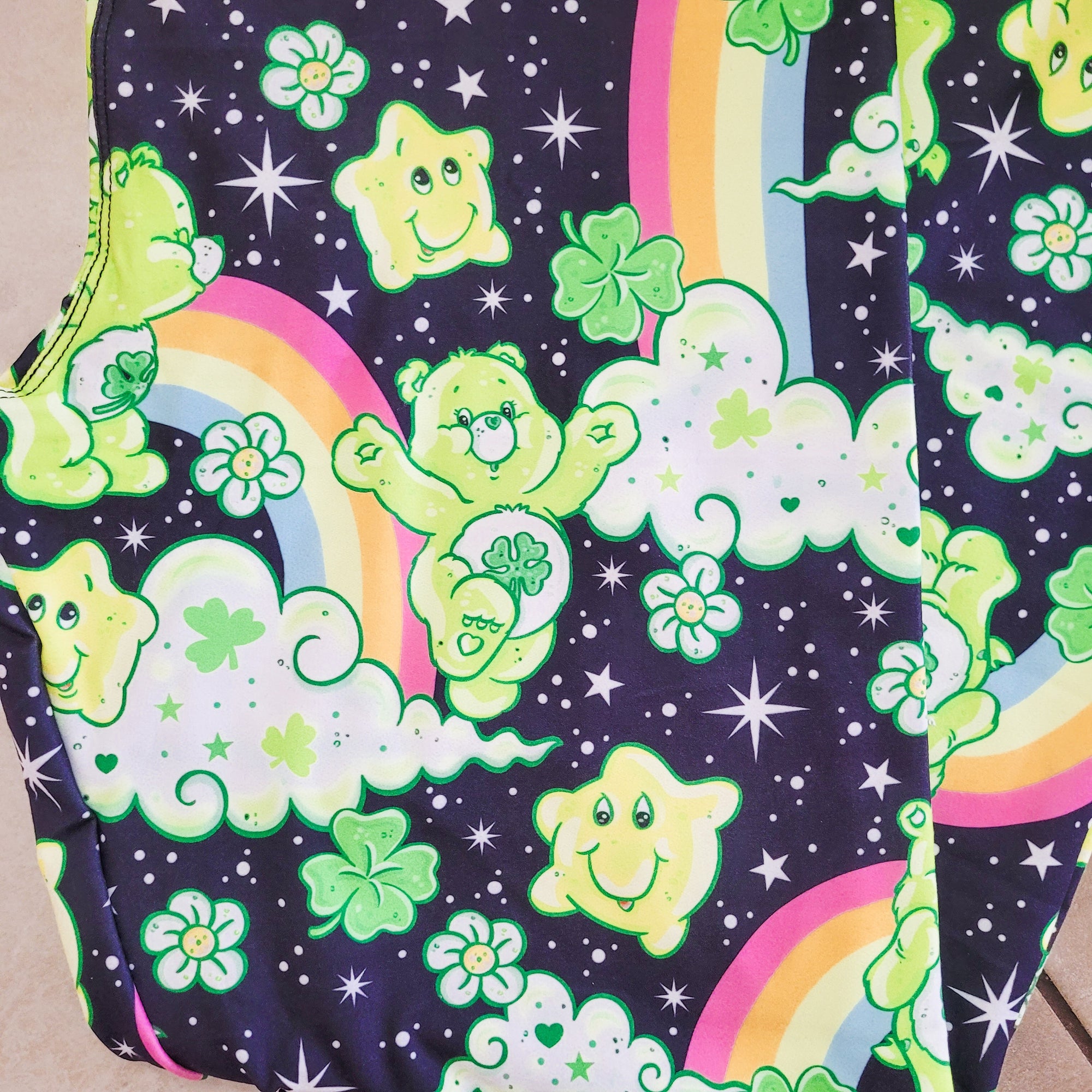 Care Clovers (Semi-Exclusive) - 1980s Cartoon Shamrock St Patrick's Day Green High-quality Handcrafted Vibrant Leggings