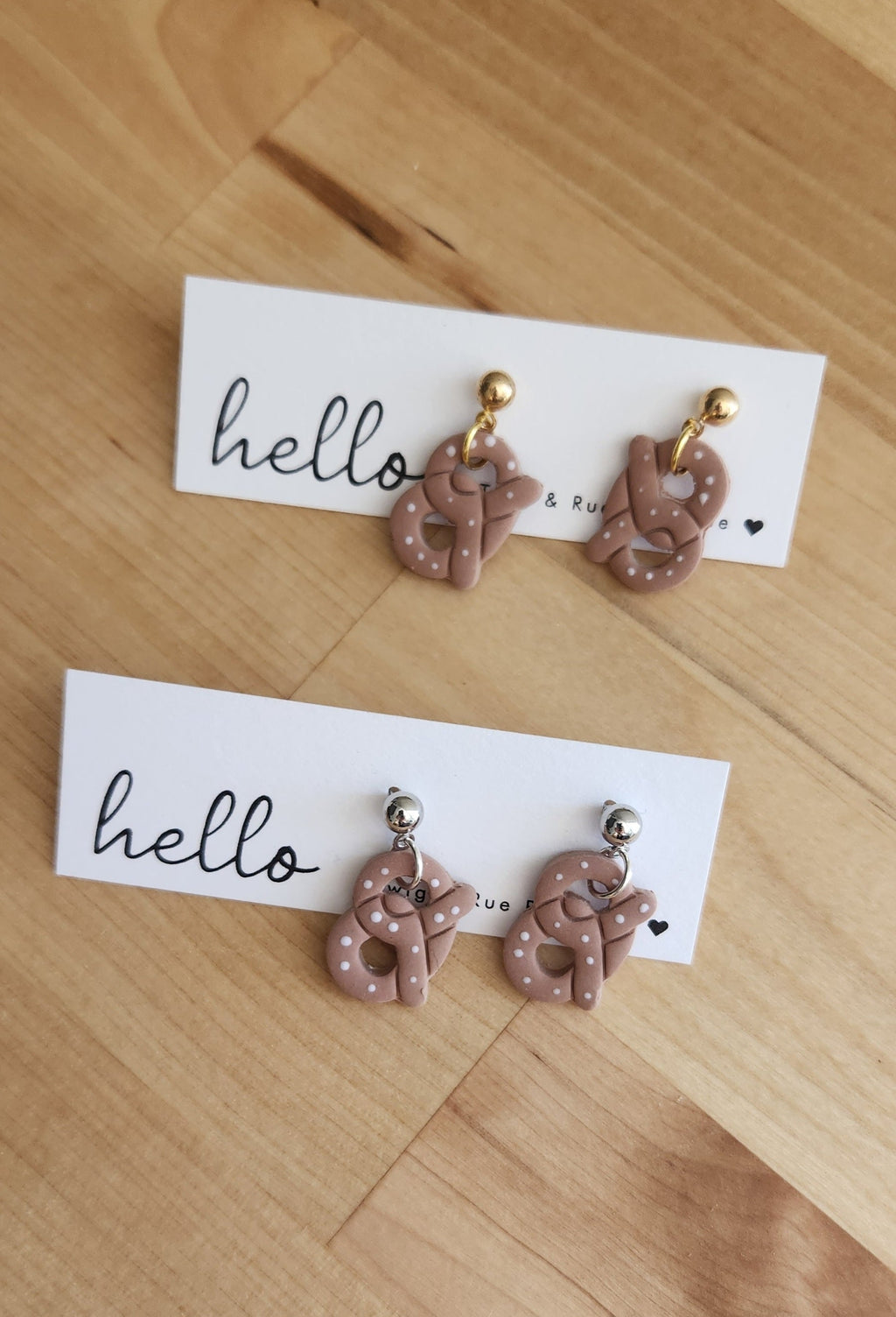 Pretzel clay earrings
