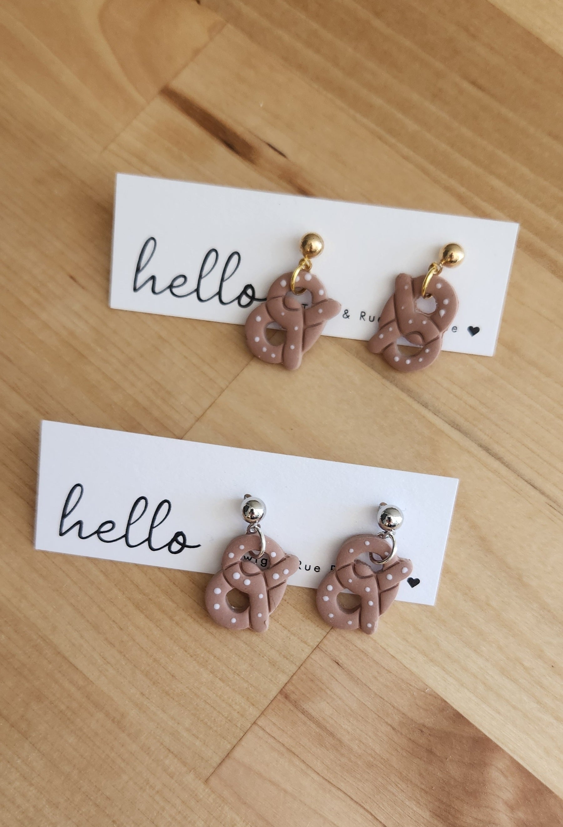 Pretzel clay earrings