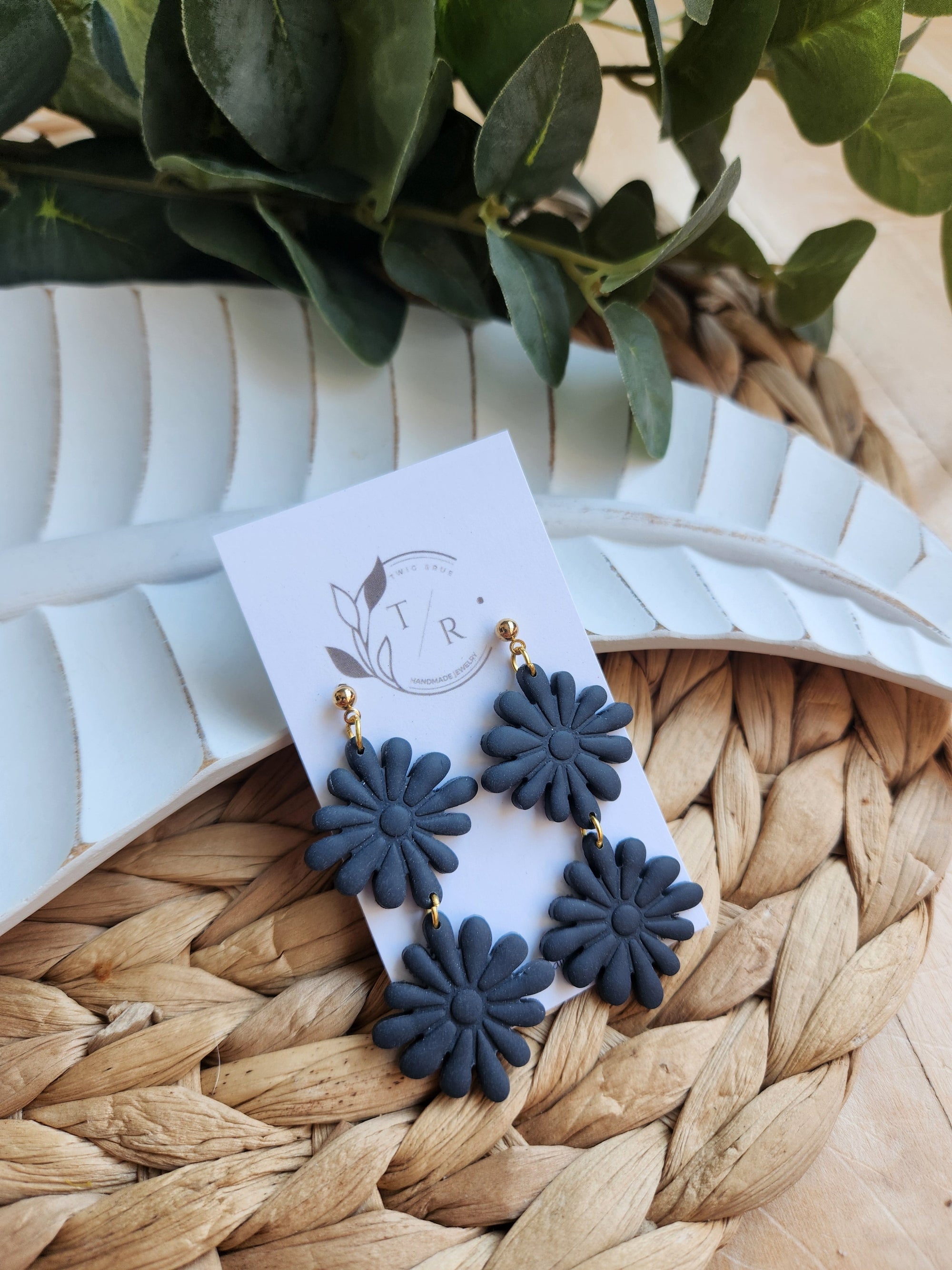 Thomas| Double Floral clay earring