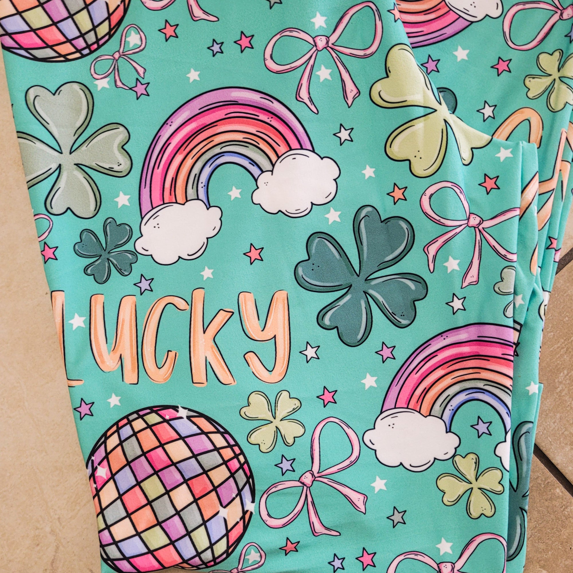 Luck and Bows (Semi-Exclusive) - Rainbow Shamrock St Patrick's Day Green High-quality Handcrafted Vibrant Leggings