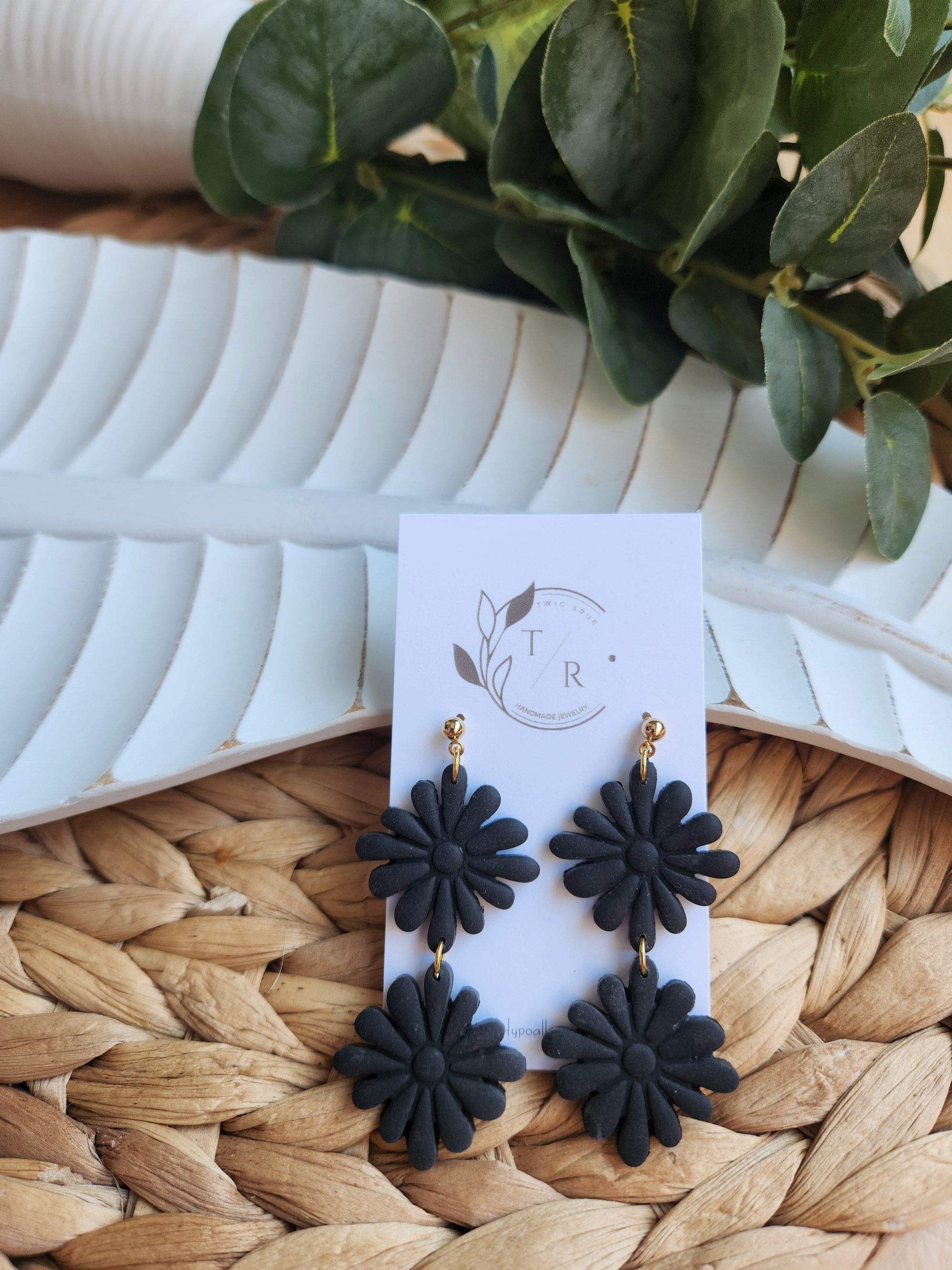 Thomas| Double Floral clay earring