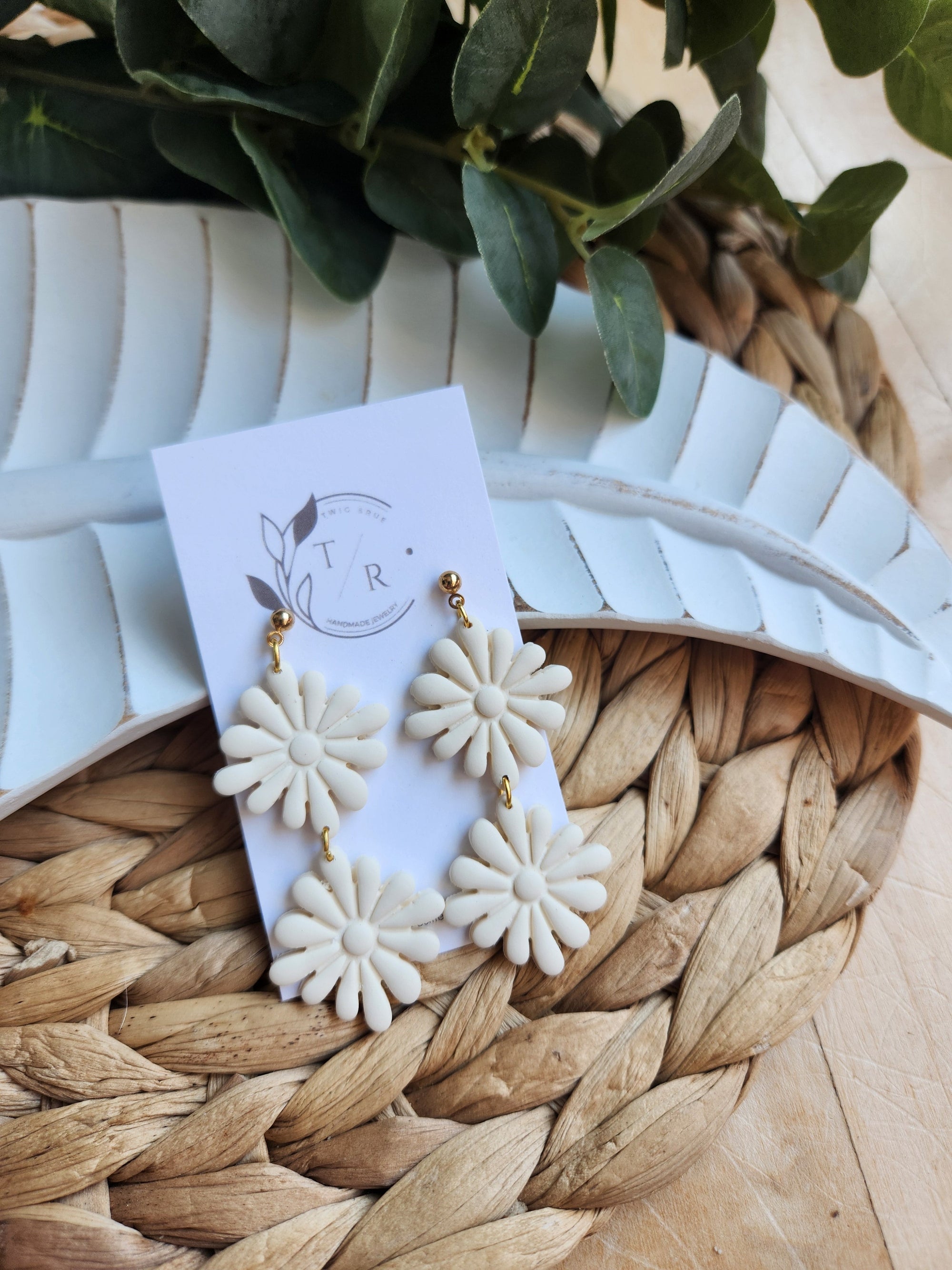 Thomas| Double Floral clay earring
