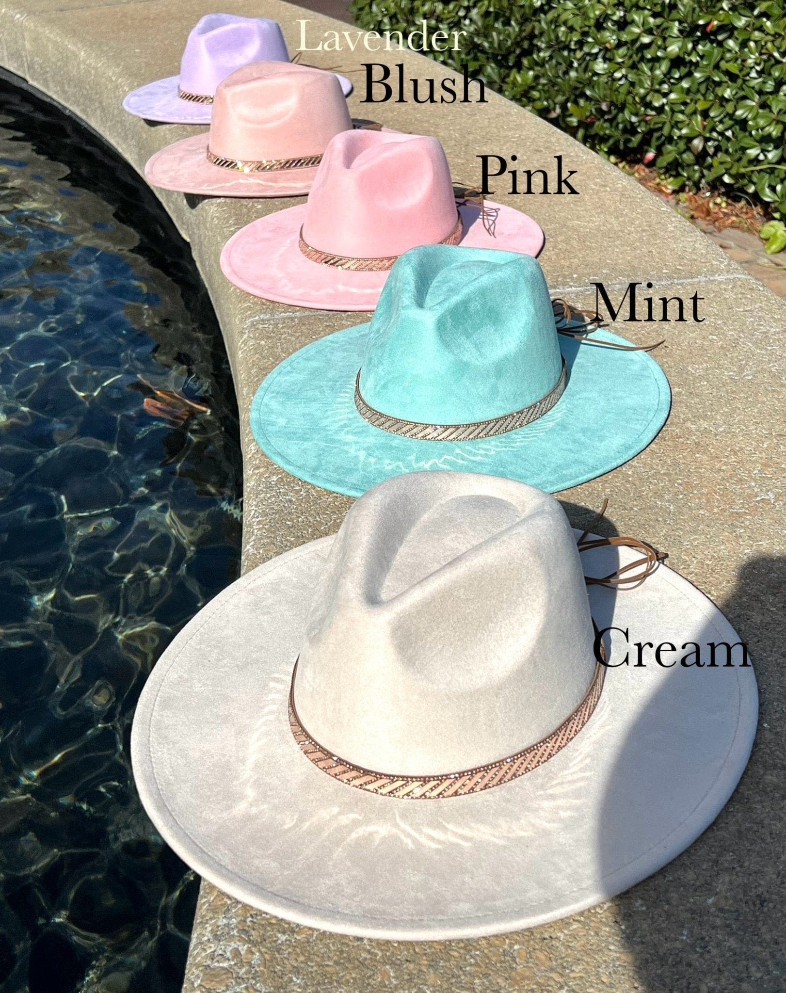 Vegan Suede Hat, Hat with Rosegold Accessory, Hat for Burning, Wide Brim Hat, Rancher Hat, Hat for customization-0