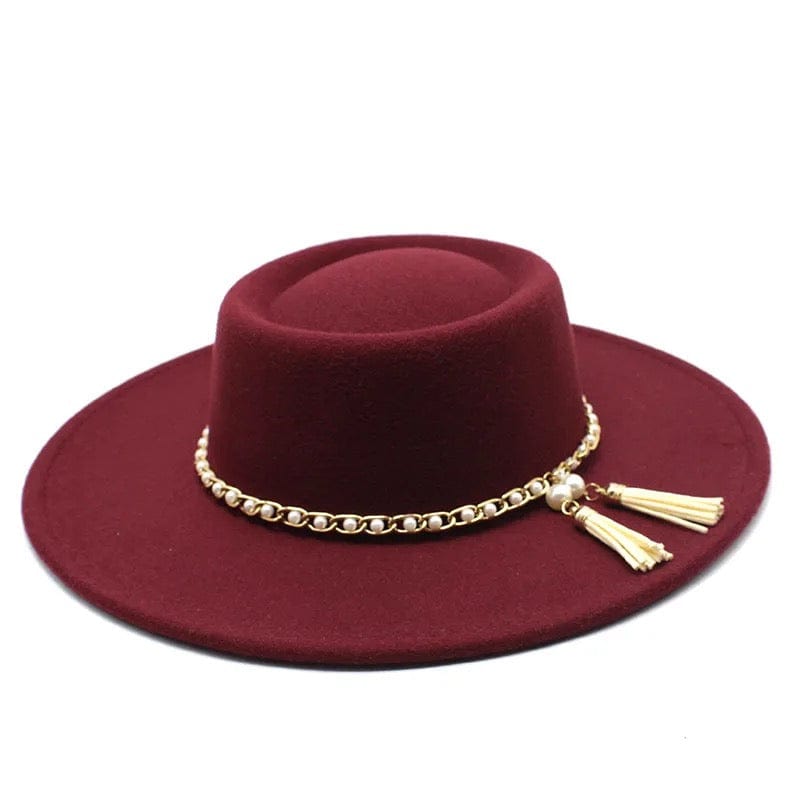 Round Wide Brim Fedora Hat-Pearl-2