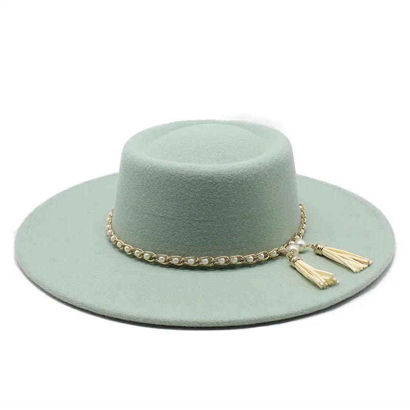 Round Wide Brim Fedora Hat-Pearl-3