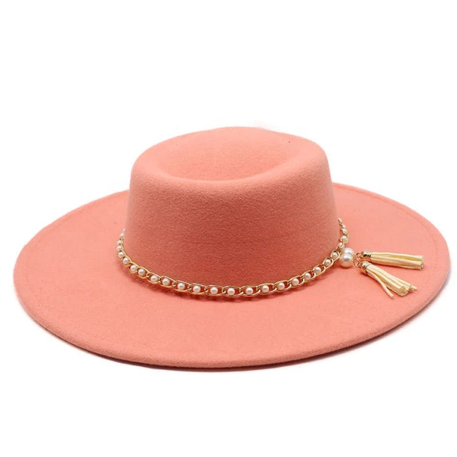 Round Wide Brim Fedora Hat-Pearl-6