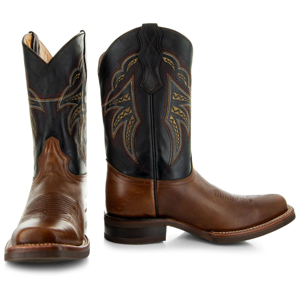 Miel Square Toe Leather Cowboy Boots H4002