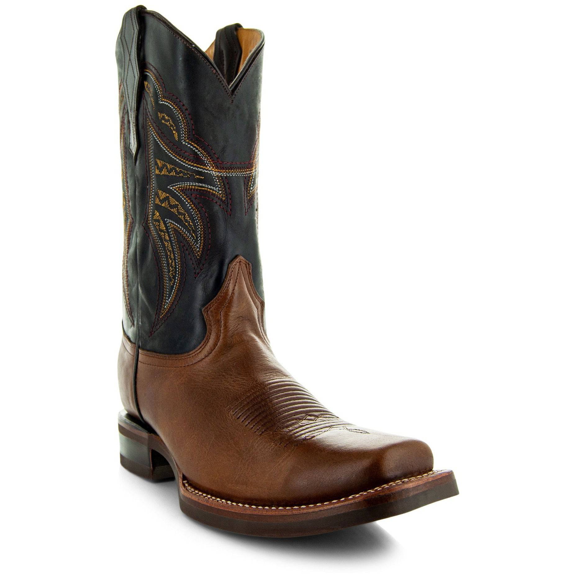 Miel Square Toe Leather Cowboy Boots H4002