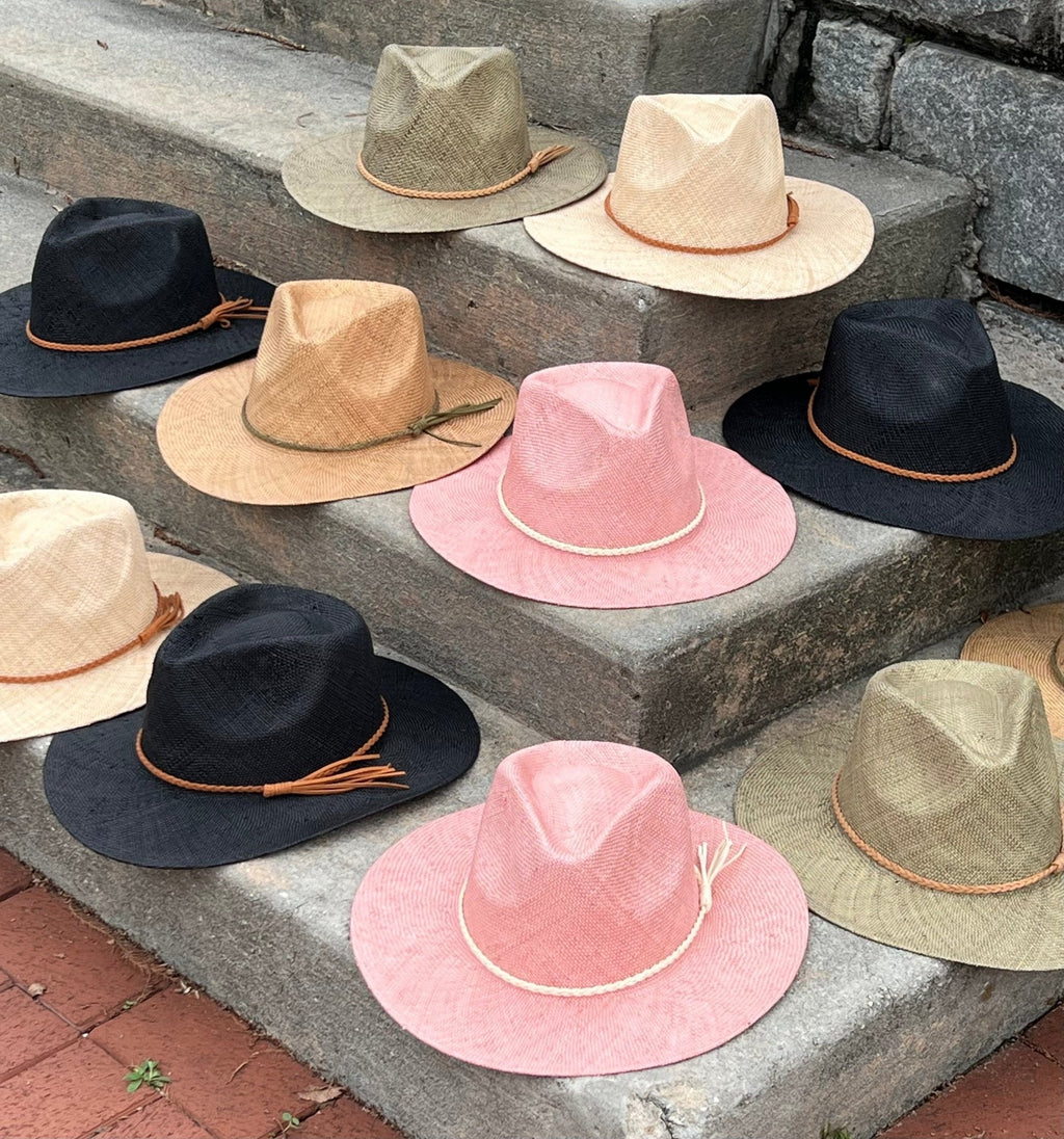 Spring Hand Woven stiff Straw Fedora- with band-2