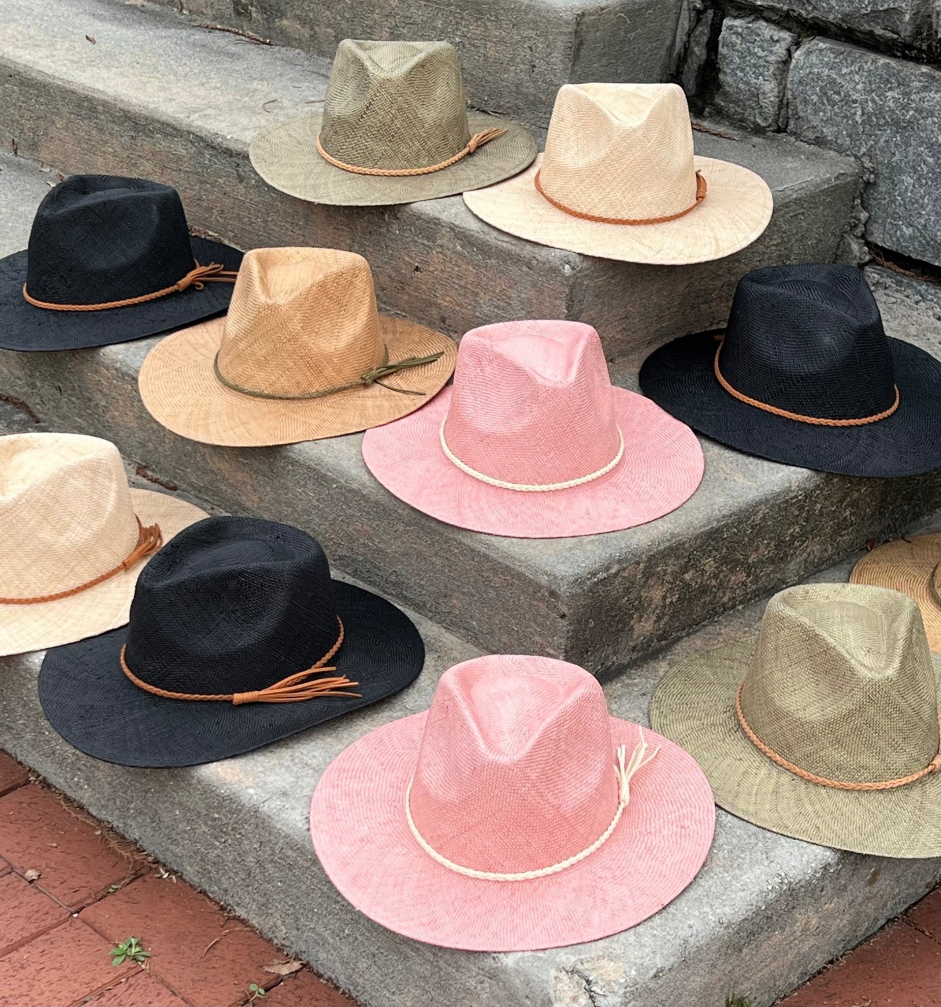 Spring Hand Woven stiff Straw Fedora- with band-2