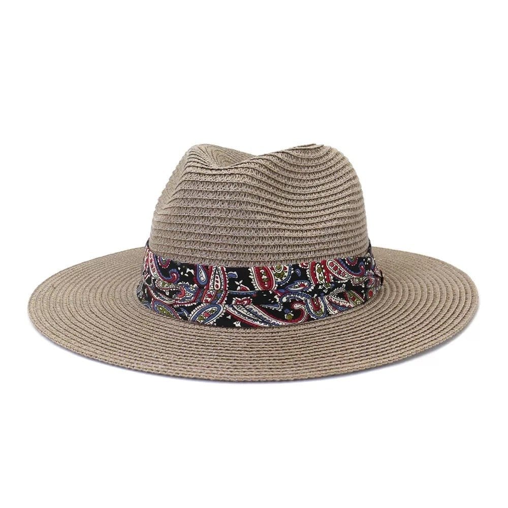 Straw Hat with band- gray-0