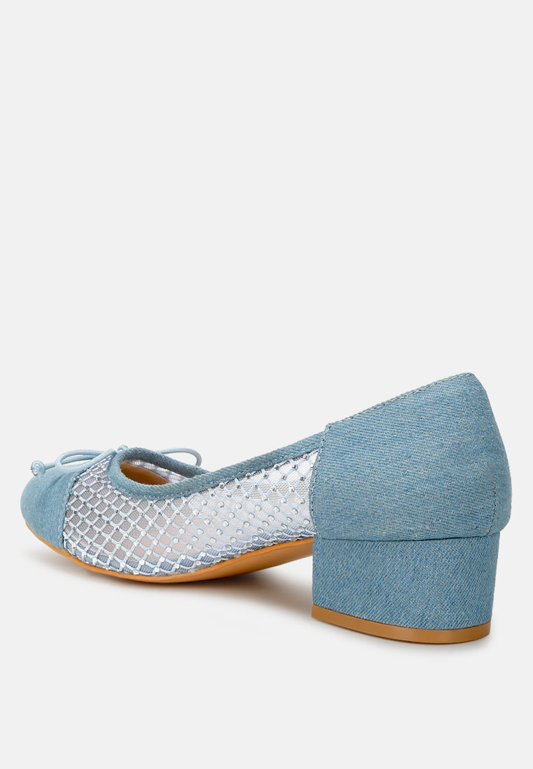 Orami Rhinestone Detail Denim Ballerinas-2