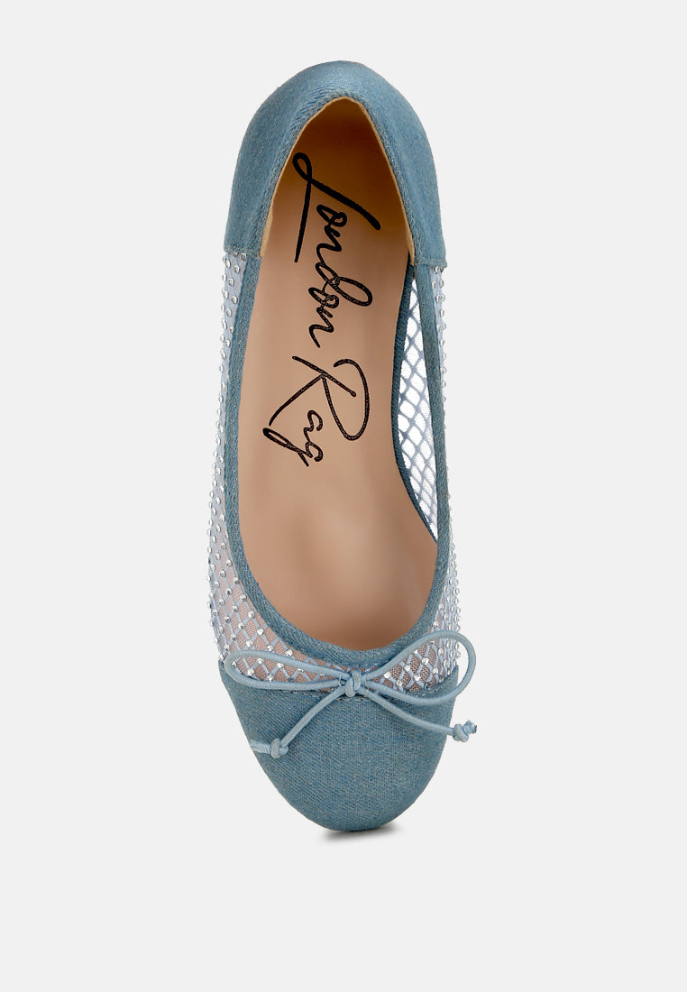 Orami Rhinestone Detail Denim Ballerinas-3