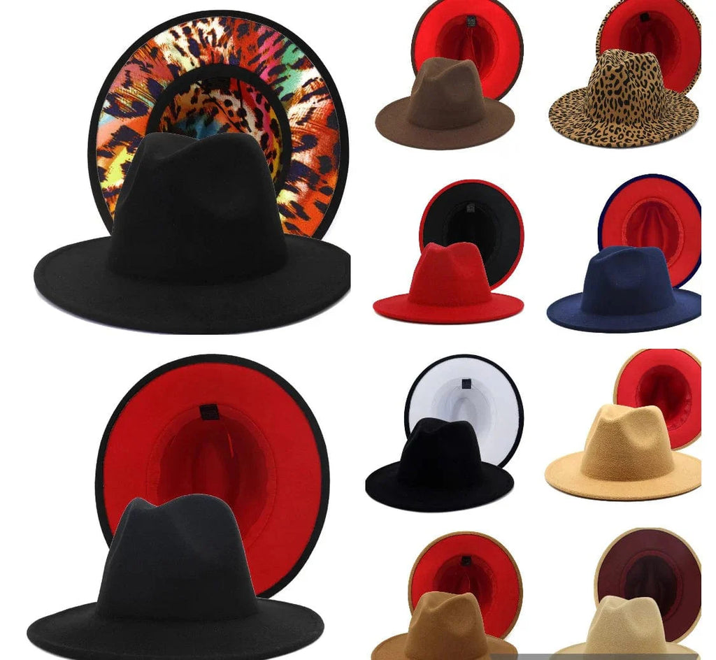 Two-Toned Fedora - 100% Cotton & Polyester Lining Adjustable Straps Unisex Hat Sizes 56-58cm Brim 7cm Height 12cm Shipped in Box-0
