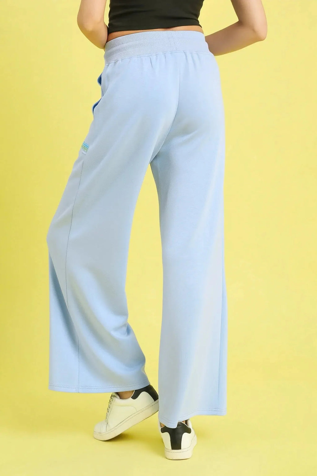 Umgee Drawstring Wide Leg Pants with Scallop Trim Detail-1