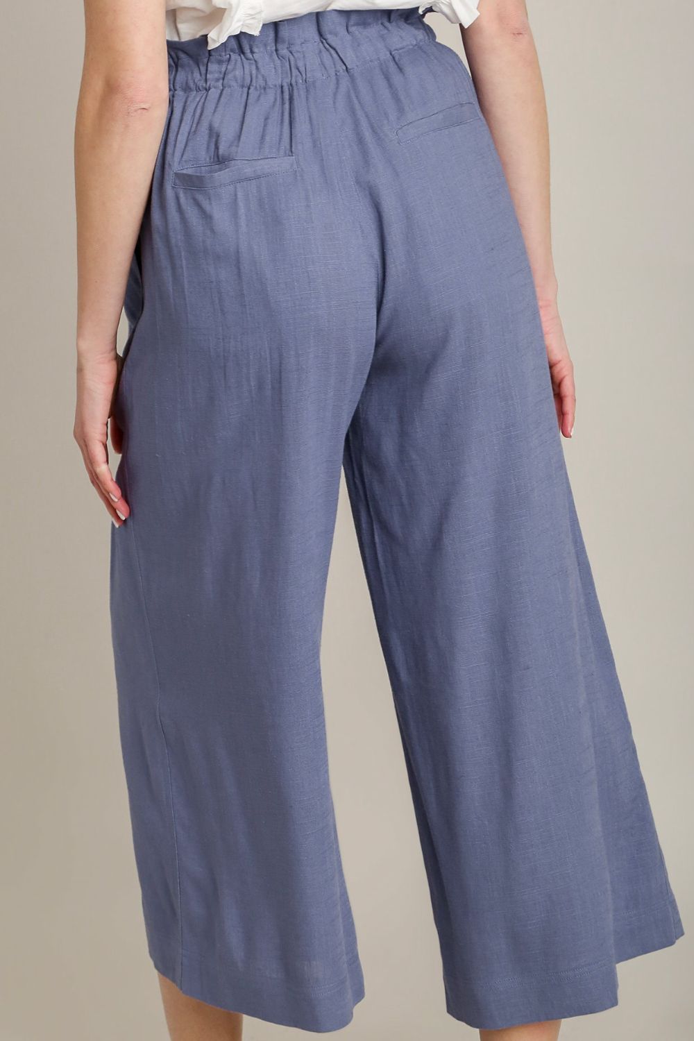 Umgee Full Size Linen Wide Fit Pants with Drawstring Plus Size-2