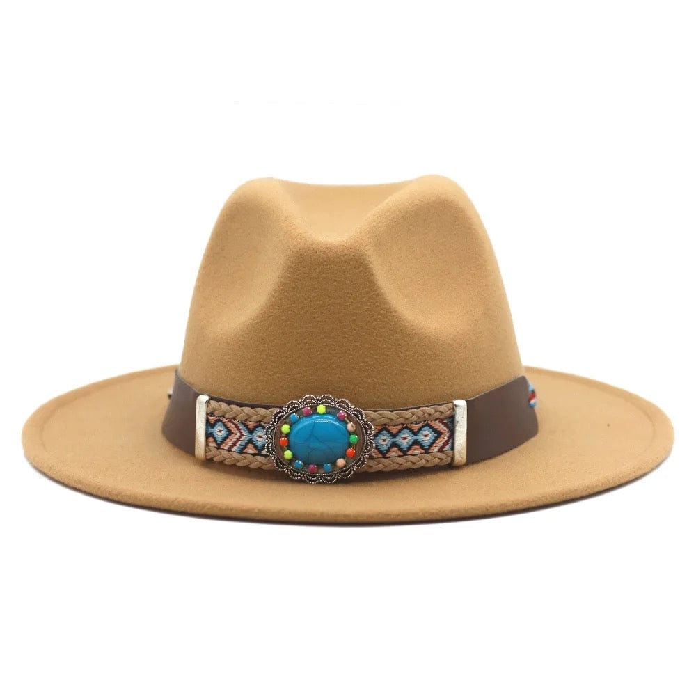Western Fedora Hat- rustic beige-0
