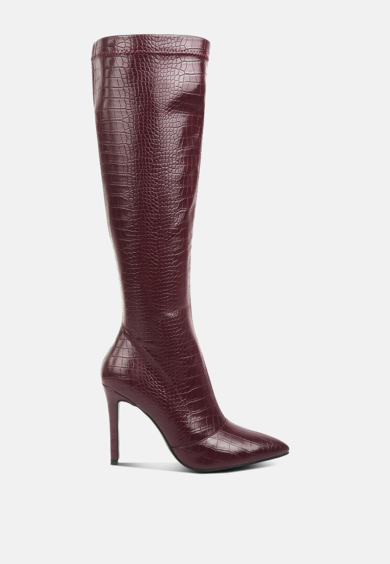 Wheedle Croc High Heeled Calf Boots-0