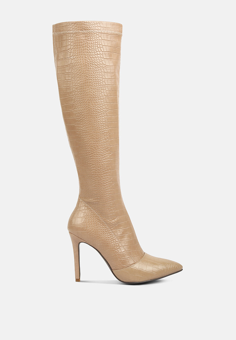 Wheedle Croc High Heeled Calf Boots-6