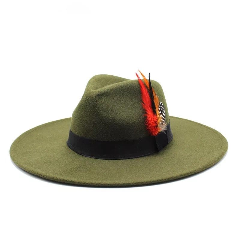 Wide Brim feathered Fedora-1