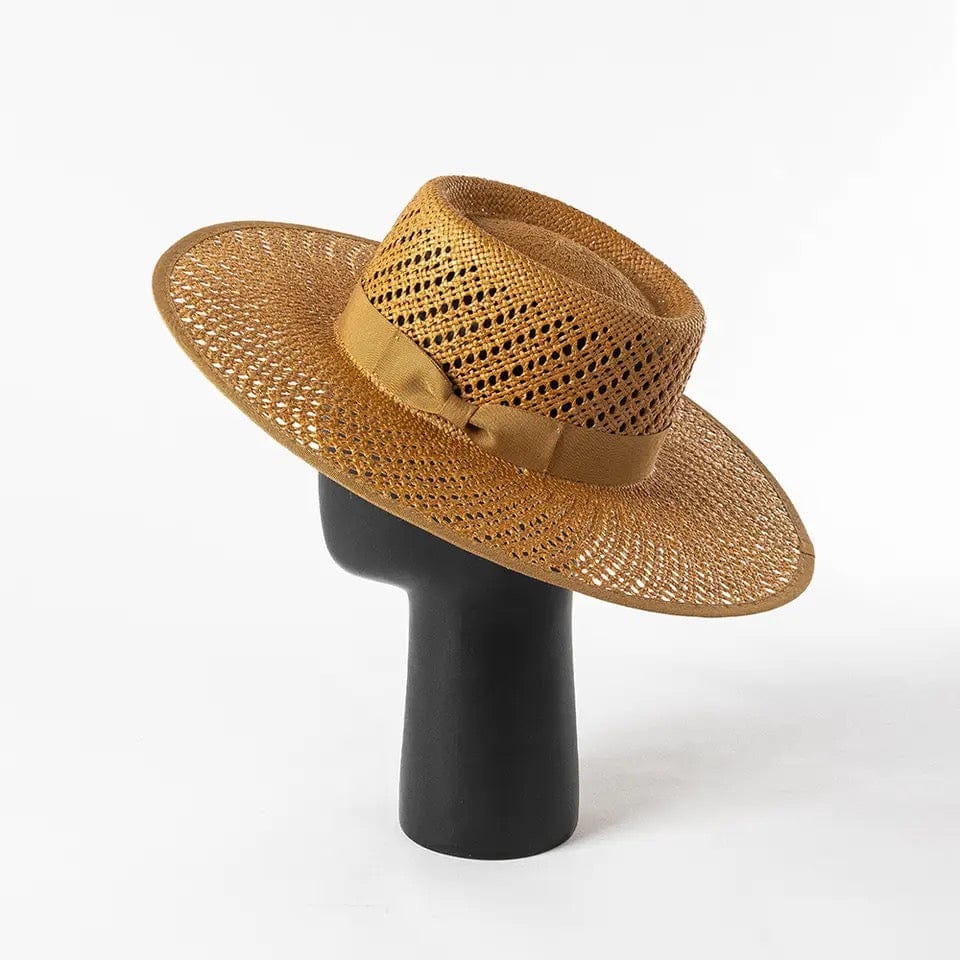 Wide Stiff Brim Straw Hat-1