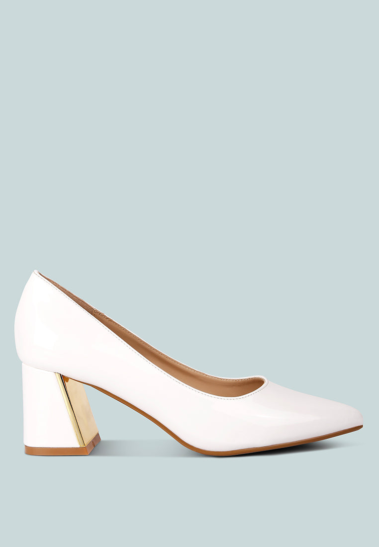 Zaila Metallic Accent Block Heel Pumps-5