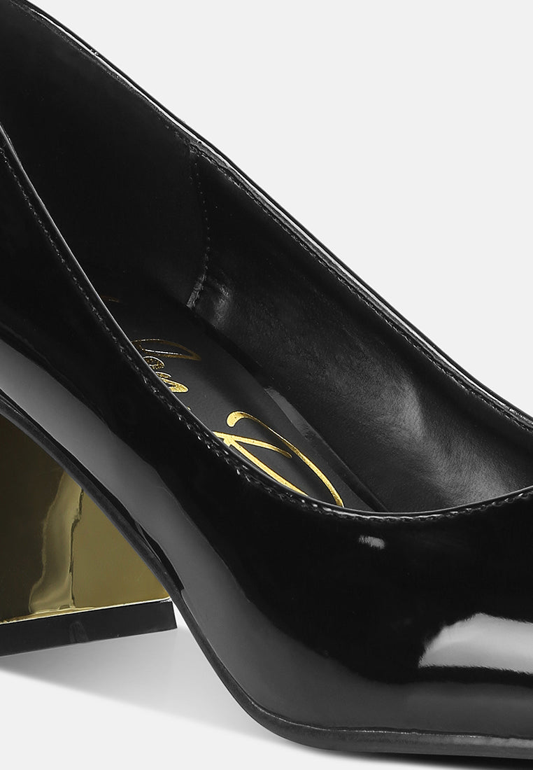 Zaila Metallic Accent Block Heel Pumps-1